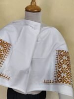 Premium Cotton White Kantha Stitch Blouse Material - Image 6