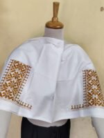 Premium Cotton White Kantha Stitch Blouse Material - Image 3