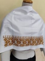 Premium Cotton White Kantha Stitch Blouse Material - Image 2