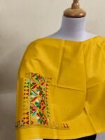 Premium Cotton  Kantha Stitch Blouse Material yellow colour - Image 6