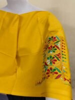 Premium Cotton  Kantha Stitch Blouse Material yellow colour - Image 7