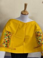 Premium Cotton  Kantha Stitch Blouse Material yellow colour - Image 3