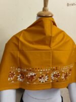 Premium Cotton Kantha Stitch Blouse Material Brown Colour