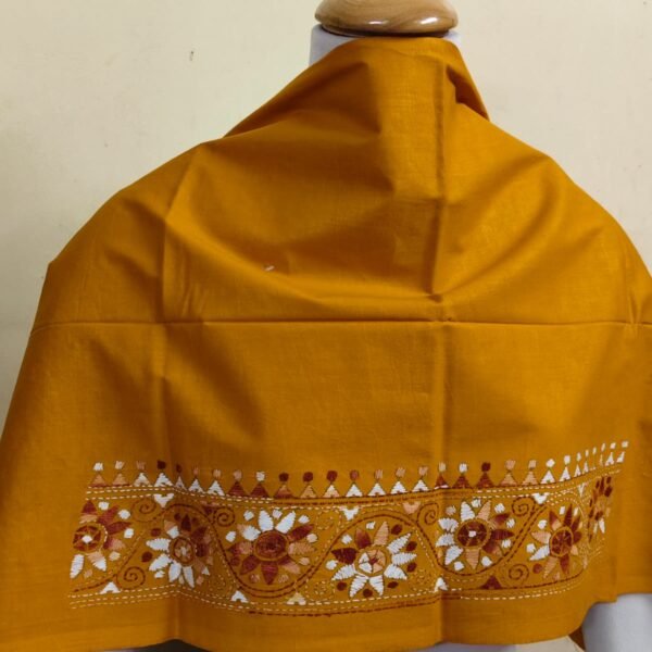 Premium Cotton Kantha Stitch Blouse Material Brown Colour
