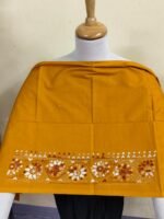 Premium Cotton Kantha Stitch Blouse Material Brown Colour - Image 5