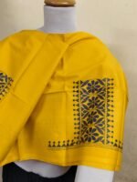 Premium yellow Cotton Kantha Stitch Blouse Material - Image 6