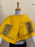 Premium yellow Cotton Kantha Stitch Blouse Material - Image 4