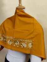Premium Cotton Kantha Stitch Blouse Material Yellow Brown Mix Color - Image 3