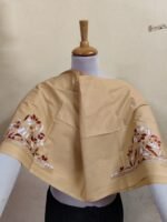 Premium Biscuit Colour Cotton Kantha Stitch Blouse Material - Image 3