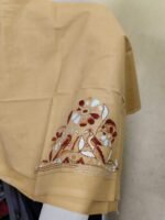 Premium Biscuit Colour Cotton Kantha Stitch Blouse Material - Image 5