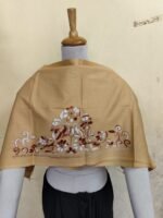 Premium Biscuit Colour Cotton Kantha Stitch Blouse Material - Image 6