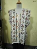 Handcrafted White Kantha Stitch Jacket For Women and Men