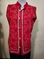 Handcrafted Red Kantha Stitch Jacket For Women and Men