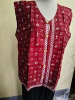 Maroon Handcrafted Kantha Stitch Jacket For Women and Men - Image 2