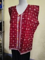 Maroon Handcrafted Kantha Stitch Jacket For Women and Men - Image 3