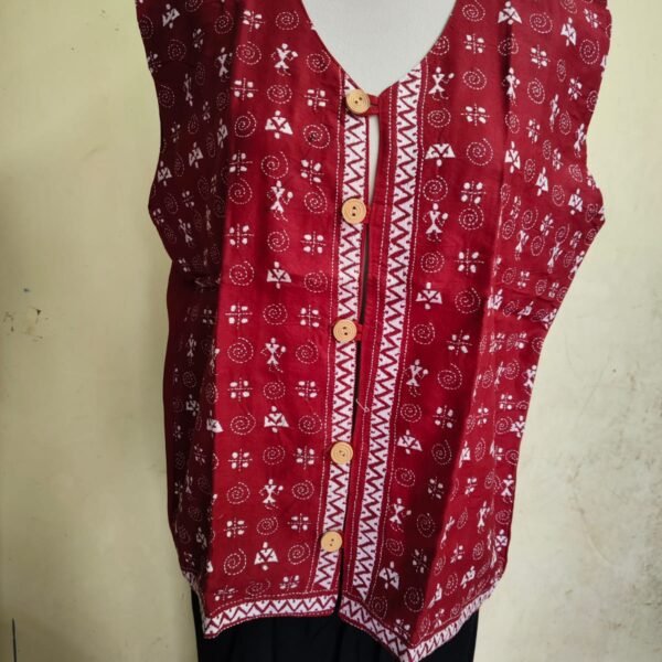 Maroon Handcrafted Kantha Stitch Jacket For Women and Men