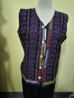 Handcrafted Navy blue Kantha Stitch Jacket For Women and Men - Image 2