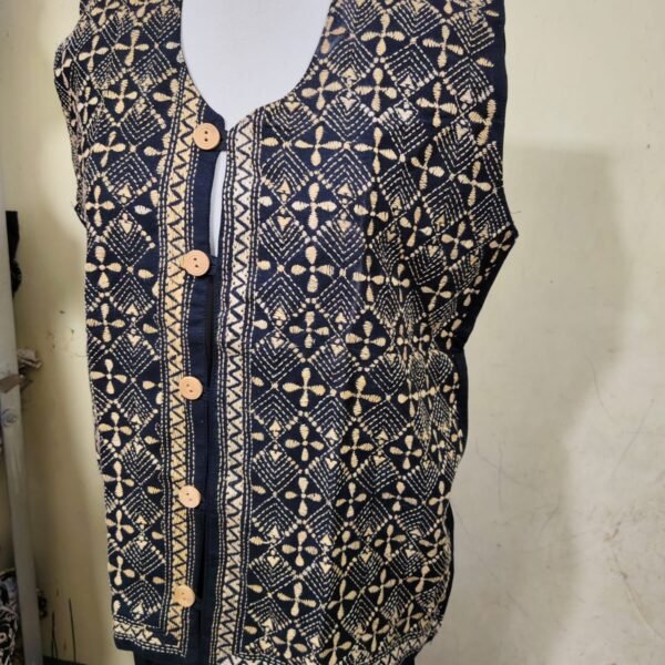 Black Kantha stitch jacket Men and Women use