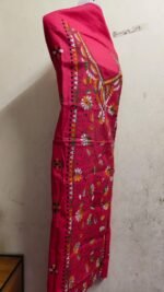 Cotton Red Kantha Stitch Long Kurti Material - Image 3