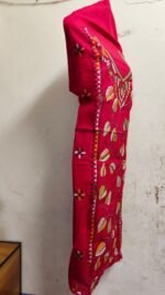 Cotton Kantha Stitch Long Kurti Material Red - Image 2