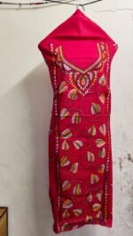 Cotton Kantha Stitch Long Kurti Material Red