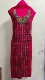 Cotton Kantha Stitch Long Kurti Red Material