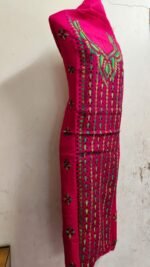 Cotton Kantha Stitch Long Kurti Red Material - Image 3