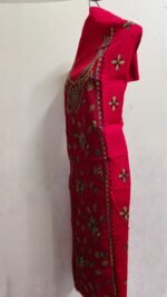 Cotton Kantha Stitch Red Long Kurti  Material - Image 2