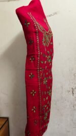 Cotton Kantha Stitch Red Long Kurti  Material - Image 4