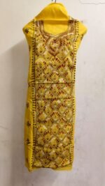 Cotton Kantha Stitch Long Kurti  Material yellow colour
