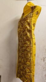 Cotton Kantha Stitch Long Kurti  Material yellow colour - Image 3