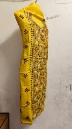 Cotton Kantha Stitch Long Kurti  Material yellow colour - Image 5