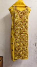 Cotton Kantha Stitch Long Kurti  Material yellow colour - Image 4