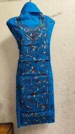 Cotton Kantha Stitch Long Kurti  Material Royal blue