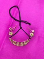 Handcrafted Brass Spiral Necklace Set with Matching Earrings - Image 3