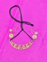 Handcrafted Brass Spiral Necklace Set with Matching Earrings