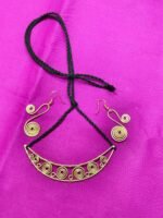 Handcrafted Brass Spiral Necklace Set with Matching Earrings - Image 2