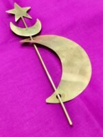 Handcrafted Brass Hair Bun Pin – Crescent Moon & Star Design - Image 2