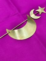 Handcrafted Brass Hair Bun Pin – Crescent Moon & Star Design - Image 3