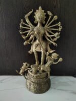 Handcrafted Dokra Durga Idol – Mahishasura Mardini in Traditional Brass Art