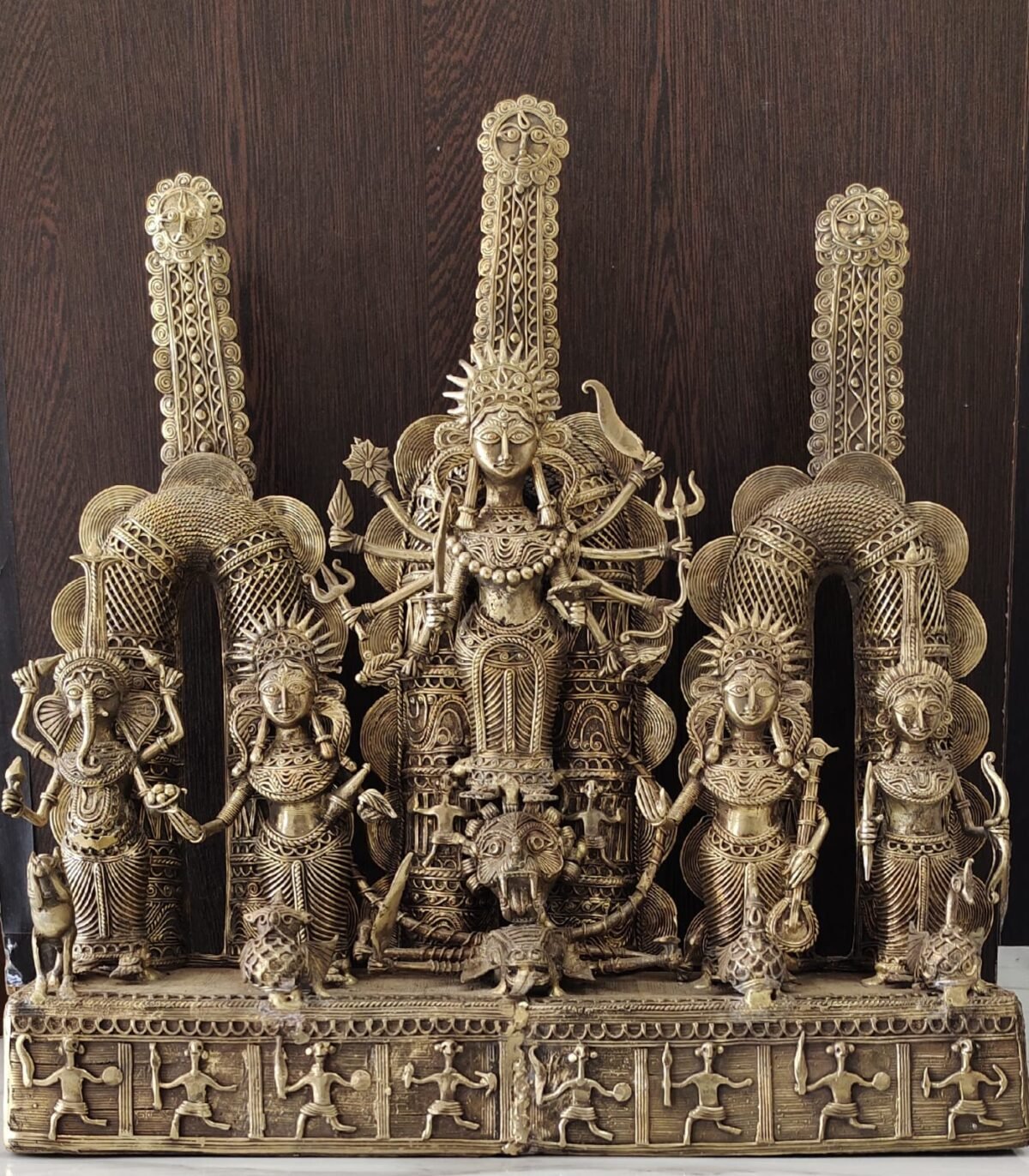 Handcrafted Dokra Durga Idol – Traditional Dhokra Brass Art Showpiece - Image 1