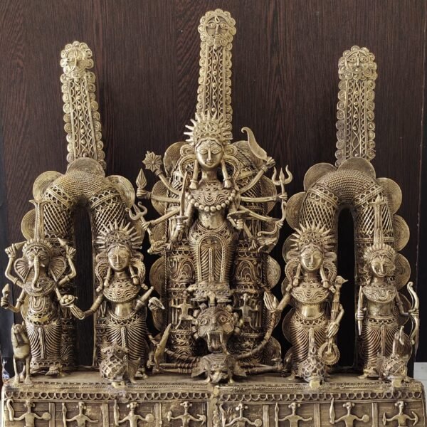 Handcrafted Dokra Durga Idol – Traditional Dhokra Brass Art Showpiece