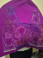 Elegant Magenta Cotton Blouse Material with Intricate Multicolor Thread Embroidery - Image 4