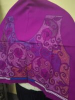 Elegant Magenta Cotton Blouse Material with Intricate Multicolor Thread Embroidery - Image 3