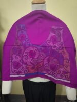 Elegant Magenta Cotton Blouse Material with Intricate Multicolor Thread Embroidery