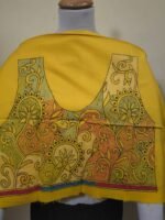 Yellow Cotton Blouse Material with Intricate Multicolor Thread Embroidery