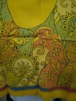 Yellow Cotton Blouse Material with Intricate Multicolor Thread Embroidery - Image 2