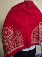 Hand Embroidered Cotton Blouse Material – Red with Beige Thread Work - Image 7