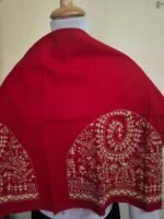 Hand Embroidered Cotton Blouse Material – Red with Beige Thread Work - Image 6