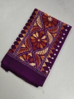 Kantha Stitch Blouse Piece – Handcrafted Floral Design Purple - Image 4